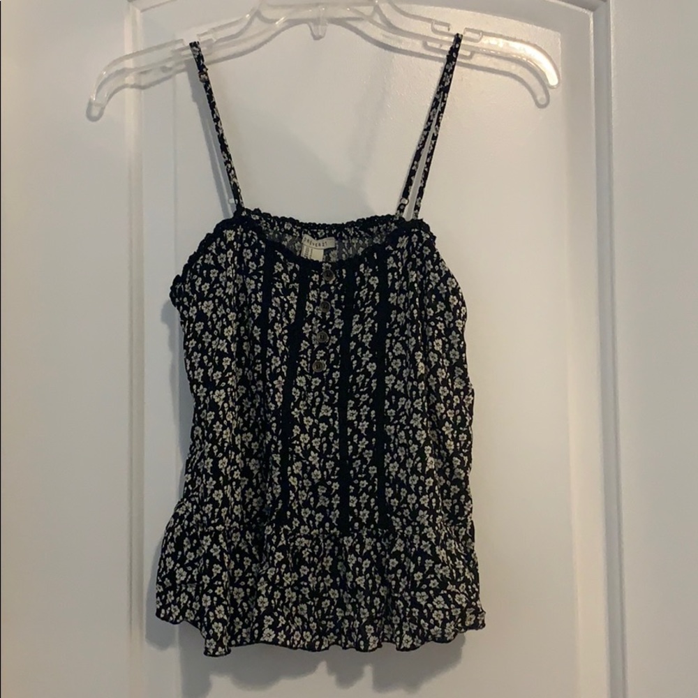 Floral Crop Top Blouse with Adjustable Straps